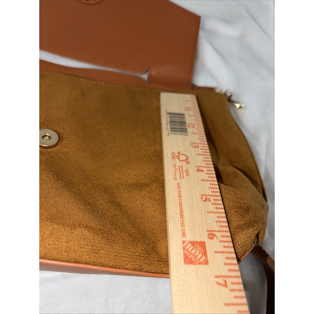 Faux Suede Slouchy Envelope Crossbody/Messenger Bag Woven Strap Modern Casual - Picture 9 of 9